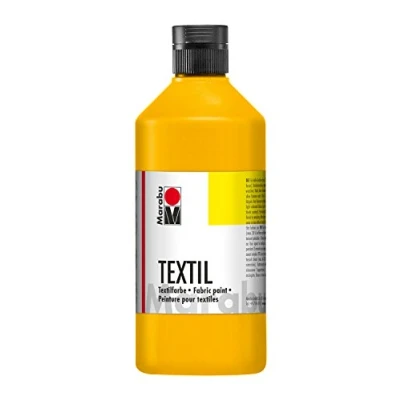 Afbeelding van Marabu 17160075021 textielverf voor lichte stoffen, middengeel 500 ml, drukinkt op waterbasis, wasbaar tot 60 C, fixatie door strijken of oven