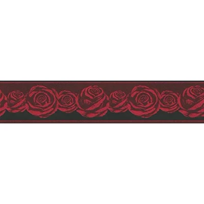Afbeelding van ROZEN BEHANGRAND Bloemmotief rood zwart A.S. Création Only Borders 11