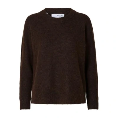 Afbeelding van Selected Femme LULU Oneck NOOS Trui, Dames, Maat: XS, Coffee bean