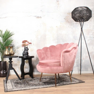 Afbeelding van DS4U Feliz fauteuil Velvet zalmroze