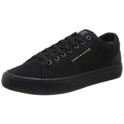 Afbeelding van Tommy Hilfiger Heren Th Hi Vulc Core Low Canvas Vulcanized Sneaker, Zwart, 40 EU