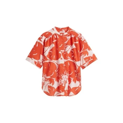 Afbeelding van Marc O&#039;Polo Blouse Feminine FIT Stand UP Collar Print Overhemdblouse, Dames, Maat: 46, Multi