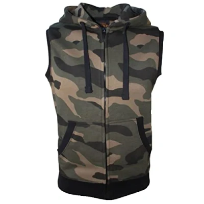 Afbeelding van ROCK IT Apparel I Sleeveless Gym Fitness Hoodie Men Pullover with Hood Training Vest Sweatshirt Tank Top [S 4XL] Camouflage Groen/Bruin 3XL