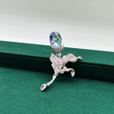 Afbeelding van Zilver Broche met Paars Swarovski® Kristal