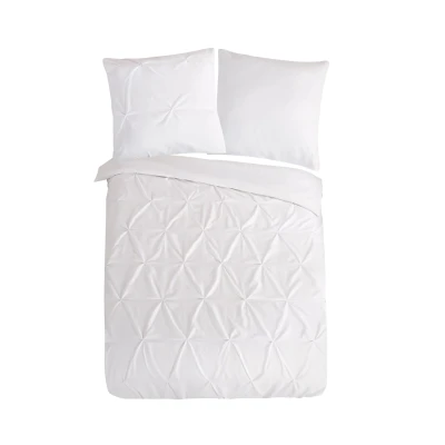 Afbeelding van Luxe Dekbedovertrek 135x200 cm Wit Stiksel Plooien 1 Persoons Microfiber Oeko Tex Gecertificeerd
