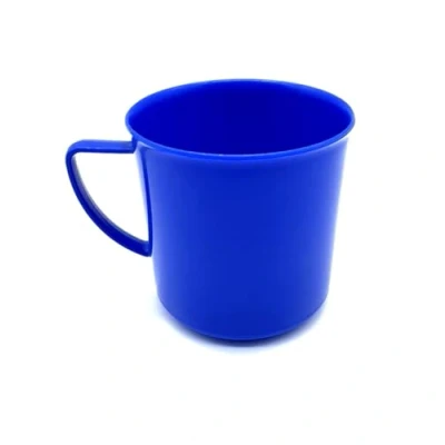 Afbeelding van Kimmel Mok met handvat theekopje koffiebeker herbruikbaar onbreekbaar klein 180 ml, kunststof, blauw