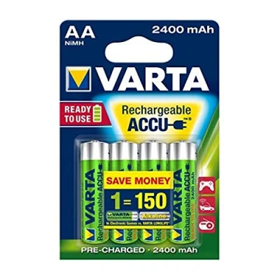 Afbeelding van VARTA Oplaadbare accu Power voorgeladen AA Mignon Ni Mh (verpakking met 4 stuks, 2400 mAh), oplaadbaar zonder memory effect direct klaar voor gebruik