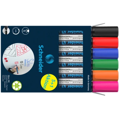 Afbeelding van Viltstift Schneider Maxx 290 whiteboard rond 2 3mm 5+1 gratis assorti