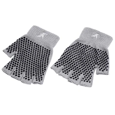 Afbeelding van ProsourceFit Grippy Yoga Handschoenen, One Size Fit All Firm Fingerless Design in Grey Color
