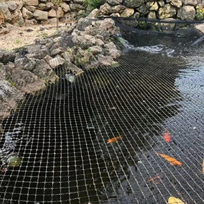 Afbeelding van AquaOne Vijvernet fijnmazig 10 x 15 m, vijverafdekking voor bladvrije vijver, veelzijdig net in zwart, afdeknet met 32 spiesen, beschermingsnet tuinvijver