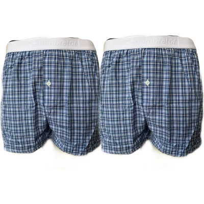 Afbeelding van Embrator 2 stuks mannen Boxershort geruit blauw/wit 3XL