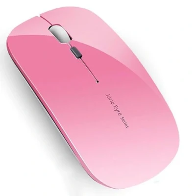 Afbeelding van Uiosmuph Q5 Draadloze Muis, 2,4 GHz USB oplaadbaar muis met nano ontvanger slanke stille gamingmuis voor Windows PC laptop Mac MacBook roze