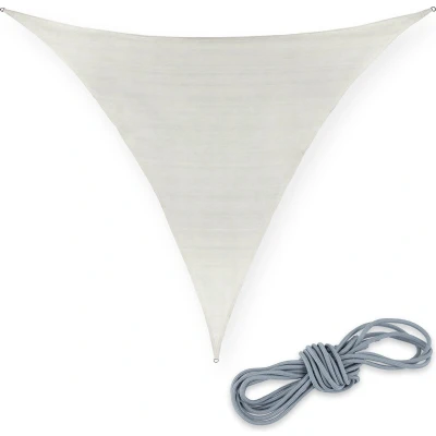 Afbeelding van Relaxdays Schaduwdoek driehoek HDPE weefsel zonnezeil concaaf uv bestendig wit 3 x m