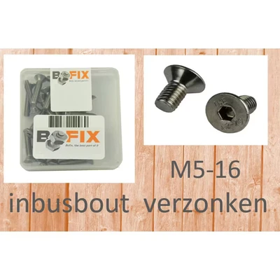 Afbeelding van Bofix Inbusbout M5x16 RVS met verzonken kop (25 stuks)