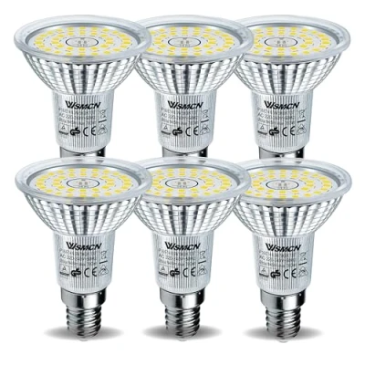 Afbeelding van WSMCN E14 LED lampen daglicht wit 6.5W Vervangt 100W halogeenlamp, 6 pack, 5000 Kelvin 760lm Heldere lamp verlichting, Niet dimbare spot, Lichthoek 120 flikkervrije R50 reflector