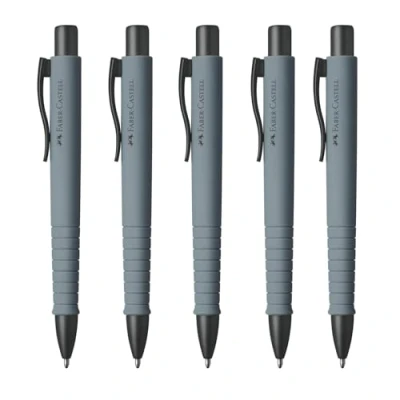 Afbeelding van FABER CASTELL 205257 Balpen Poly Ball Urban Grey, 5 stuks, met vervangbare XB vulling, documentbestendig