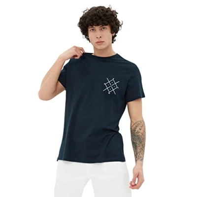 Afbeelding van Trendyol TMNSS20TS0984 Volwassenen Mannen T shirt Single pack marineblauw 2XL