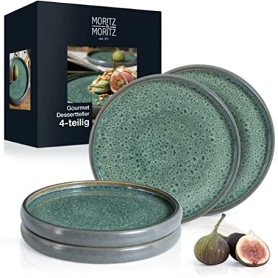Afbeelding van Moritz &amp; SOLID 4 x kleine borden 21 cm aardewerk bordenset als dessertborden, taartborden, ontbijtborden serviesset voor het serveren