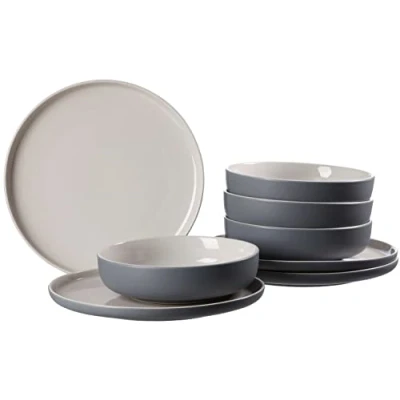 Afbeelding van Ritzenhoff &amp; Breker Tafelservies Jasper, 8 delig, grijs, aardewerk, dinerborden en soepkommen voor 4 personen