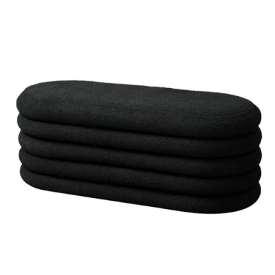 Afbeelding van SVITA BLOSSOM XL kruk met opbergruimte, hocker, Ottomaans, bouclé hoes, zwart