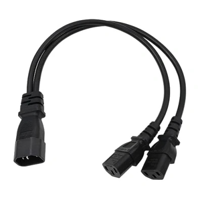 Afbeelding van HangTon UPS PDU Netsnoer Y Splitter Verlengkabel IEC320 C14 Mannelijk naar Dual IEC 320 C13 Vrouwelijk voor Computer Monitor Printer 3 Prong 40cm