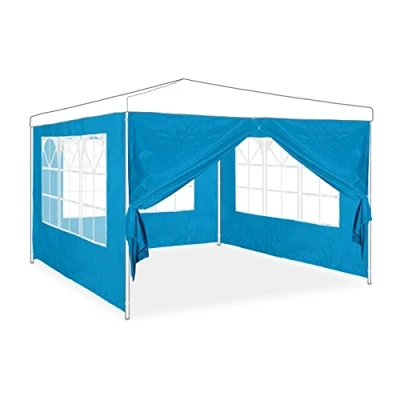 Afbeelding van Relaxdays zijwand partytent set van 4 2x3 m zijkant paviljoen lichtblauw raam