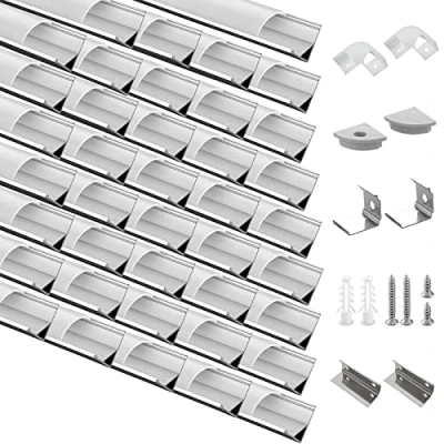 Afbeelding van Efishine 40 stuks led profiel, aluminium, x 1 m, V vorm, aluminium profiel met melkachtige afdekking, eindkappen en montageklem voor ledstrips, zeer eenvoudige