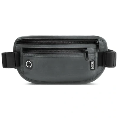Afbeelding van GlasFlength Platte heuptas met RFID blokkering, diefstalbestendige portemonnee voor dames en heren, waterdichte tas paspoort, reizen, sport (donkerblauw), grijs