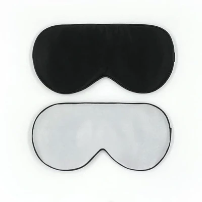 Afbeelding van townssilk 2 stuks 100% zijden slaapmasker met verstelbare riem, comfortabel en super zacht oogmasker inclusief 1 stuk Balck zilver