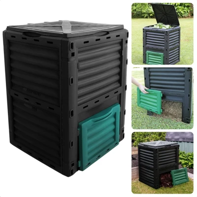 Afbeelding van Cheqo® Compostvat 300 liter Vierkant Kunststof 61 x 83cm Kliksysteem Zonder Bodemplaat Compostbak Composteerbak Composter Tuin Afvalbak Duurzaam Weersbestendig Compostton Kompostvat Afval Recyclen