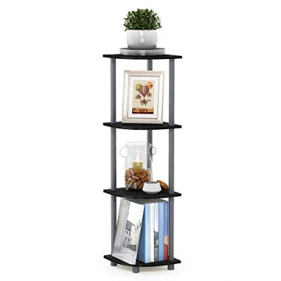 Afbeelding van Furinno 4 Tier Corner Display Rack Boekenkast Rekken Unit, Hout, Zwart en Grijs, one size