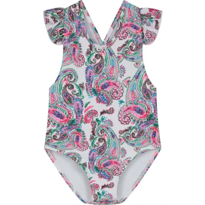 Afbeelding van Supercute baby badpak wit paisley met gekruisde bandjes maat 86/92