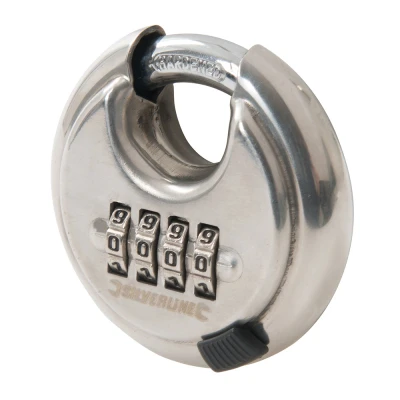 Afbeelding van Silverline 4 cijferig, roestvrijstalen combinatie hangslot 70 mm
