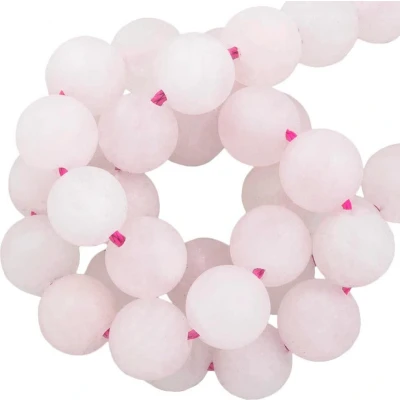 Afbeelding van Rozenkwarts Frosted Kralen (8 mm) 48 Stuks