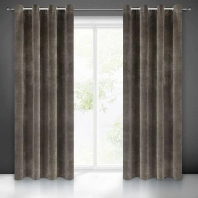 Afbeelding van Eurofirany Villa gordijn fluweel zacht 10 ogen 1 stuks edel dik 290 g/m2 elegant glad effen pluizig modern klassiek woonkamer slaapkamer lounge, grafiet, grijs, 140 x 250 cm