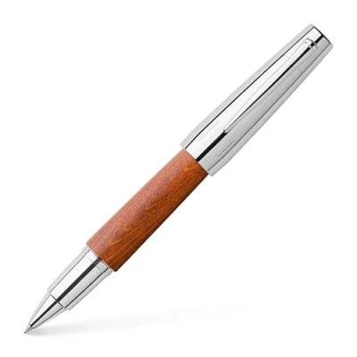 Afbeelding van Faber Castell 148205 rollerball e motion hout, bruin, lijndikte 0,5 mm, vulling zwart, incl. geschenkverpakking