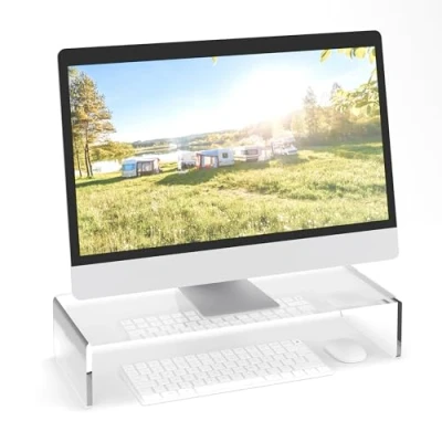 Afbeelding van Relaxdays monitorstandaard acryl monitorverhoger modern beeldschermverhoger bureau