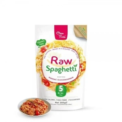 Afbeelding van CleanFoods Rohnnoedels Raw Spaghetti 200 g verpakking I Konjac Glucomannan laboratorium geteste kwaliteit veganistisch glutenvrij vetvrij suiker vrij low carb slechts 6 calorieën per 100 in 2 minuten klaar (3)