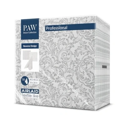 Afbeelding van PAW Airlaid Servetten (40 x 40 cm) I 50 Stuks Ideaal voor Bruiloft, Doop, Communie, Verjaardag Hoogwaardige Tafeldecoratie Stoffen Stofachtig Mistige Bladeren