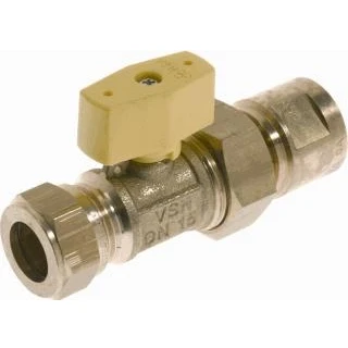 Afbeelding van VSH gaskogelkraan recht 15 mm knel x 1/2&quot; kopp./bi.dr.