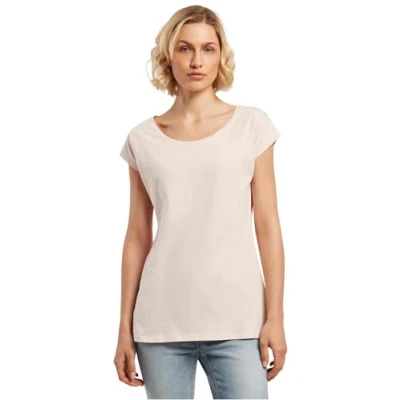 Afbeelding van Build Your Brand Dames T shirt met brede hals, roze, 4XL