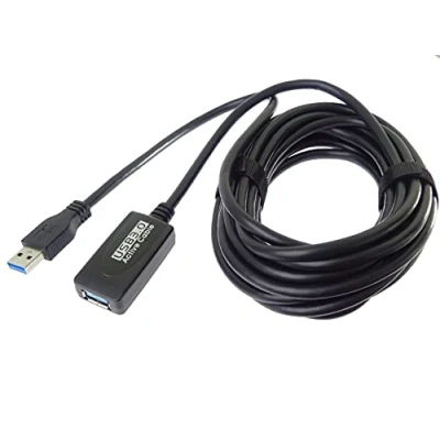 Afbeelding van PremiumCord USB 3.0 verlengkabel met repeater 5m, datakabel SuperSpeed tot 5 Gbit/s, oplaadkabel, type A bus op stekker, kleur zwart, lengte ku3rep5