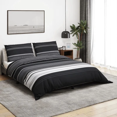Afbeelding van Dekbedovertrekset 240x220 cm katoen zwart en wit