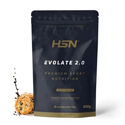 Afbeelding van HSN Evolate 2.0 wei eiwitisolaat, chocoladesmaak, koekjes, 500 g = 16 blikjes per verpakking, proteïne isolaat CFM + spijsverteringsenzymen, niet GMO, vegetarisch, gluten en sojavrij