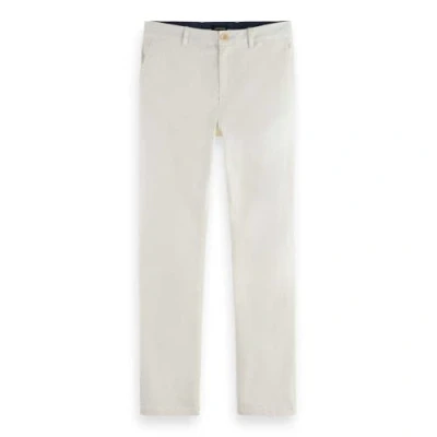 Afbeelding van Scotch &amp; Soda Heren Core Stuart Regular Slim Fit Stretch Cotton Chino Broek, Off White 0001, 34W x 36L
