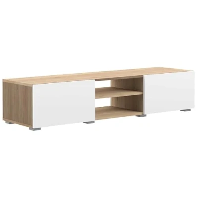 Afbeelding van TemaHome Tv meubel Podium 140cm Wit; Bruin