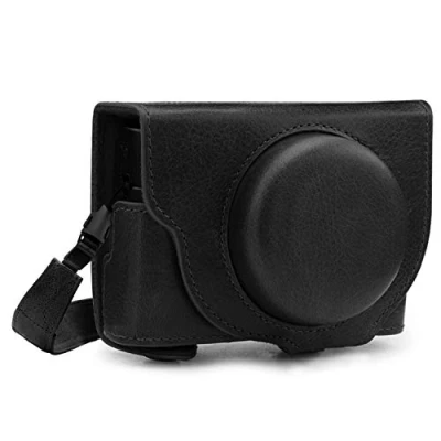 Afbeelding van MegaGear MG1729 Ever Ready echt lederen cameratas met draagriem, compatibel Sony Cyber Shot DSC RX100 VII zwart