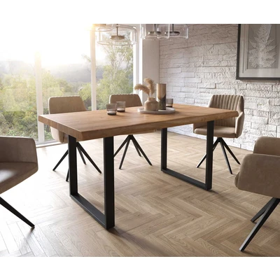 Afbeelding van Eetkamertafel Edge acacia natuur 160x90 XL skid zwart Live