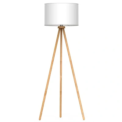 Afbeelding van Tomons vloerlamp statief van hout voor de woonkamer, Staande lamp, slaapkamer en andere kamer, Scandinavische stijl FL1002 klassiek wit