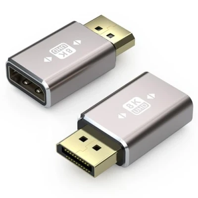 Afbeelding van VMOJO Set van 2 DisplayPort koppeling adapters, legeringsbehuizing 8K UHD HDR (DP) 1.4 male naar female extender verlengstekker converter, achterwaarts compatibel met 1.3 1.2 1.1
